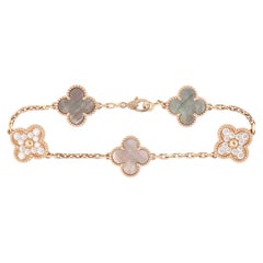 Vintage Van Cleef & Arpels Alhambra Grey Mother-of-Pearl and Diamond Bracelet