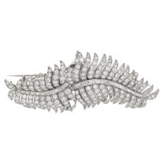 Vintage 1920s Feather Diamond Double Clip Brooch
