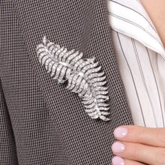 Vintage 1920s Feather Diamond Double Clip Brooch