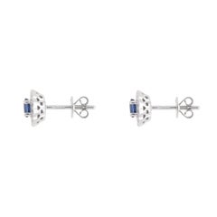 Contemporary 0.46ct Oval Sapphire and Diamond Cluster Stud Earrings