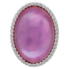 Vintage Roberto Coin Amethyst, Shell and Diamond Oval Ring
