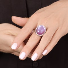 Vintage Roberto Coin Amethyst, Shell and Diamond Oval Ring