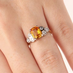 Contemporary 2.60ct Golden Yellow Sapphire and Diamond Seven Stone Ring