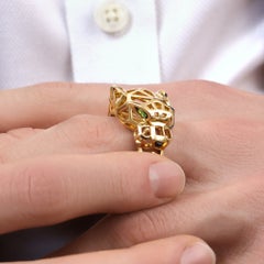 Vintage Cartier Panthère Tsavorite and Onyx Geometric Ring, Size 67