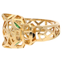 Vintage Cartier Panthère Tsavorite and Onyx Geometric Ring, Size 67