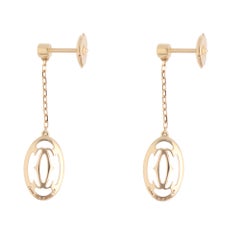 Vintage C de Cartier Logo Diamond Drop Earrings