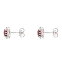 Contemporary 1.32ct Burmese Ruby and Diamond Cluster Earrings