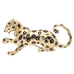 Vintage 1990s Panthère de Cartier Spotted Enamel Brooch