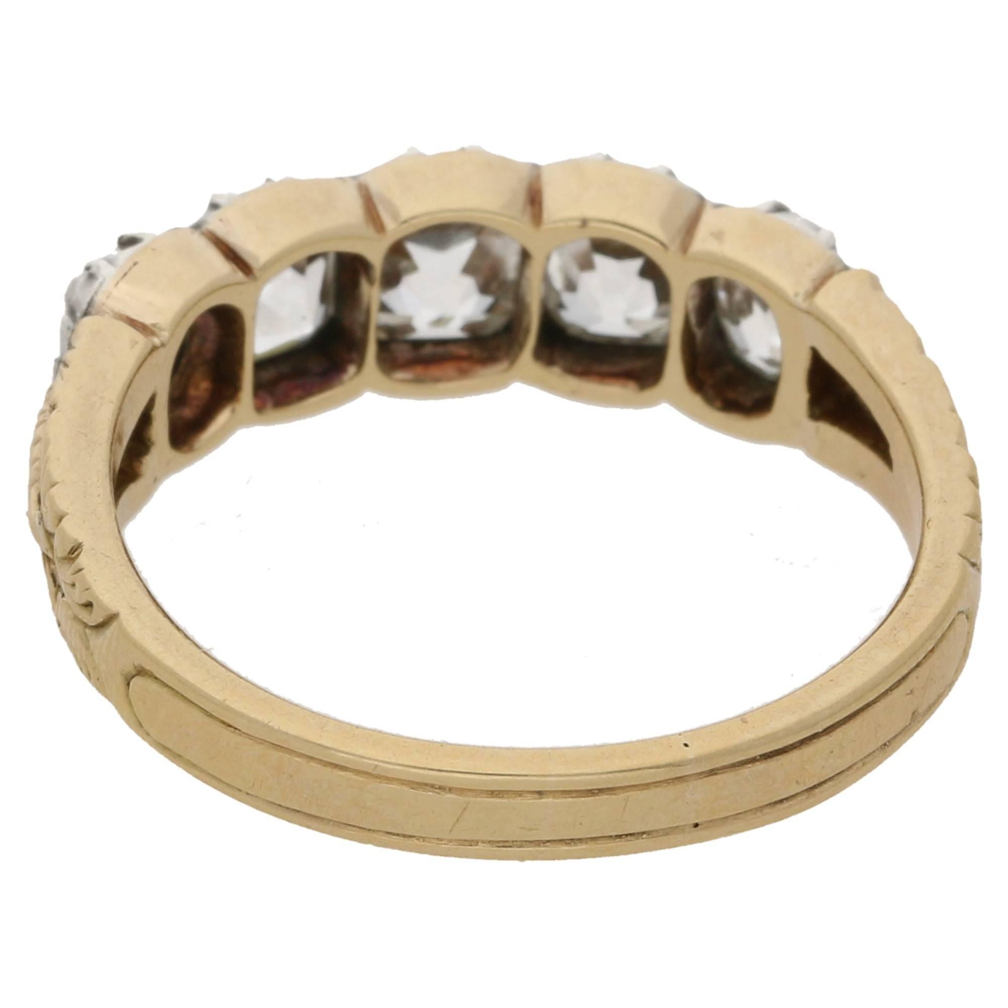 High Victorian Victorian 2.66 Carat Diamond Five-Stone Gold Ring