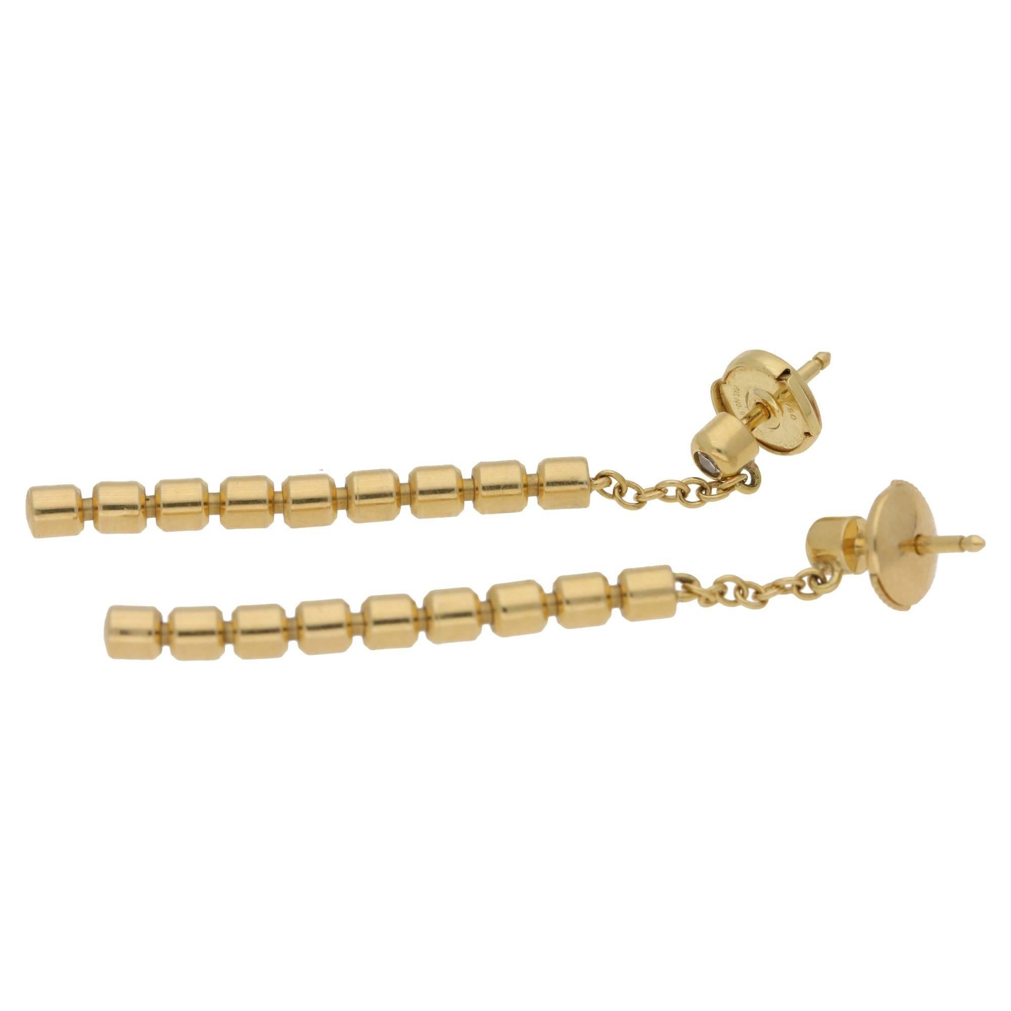 Vintage Piaget Gold Diamond Drop Earrings In Excellent Condition In London, GB