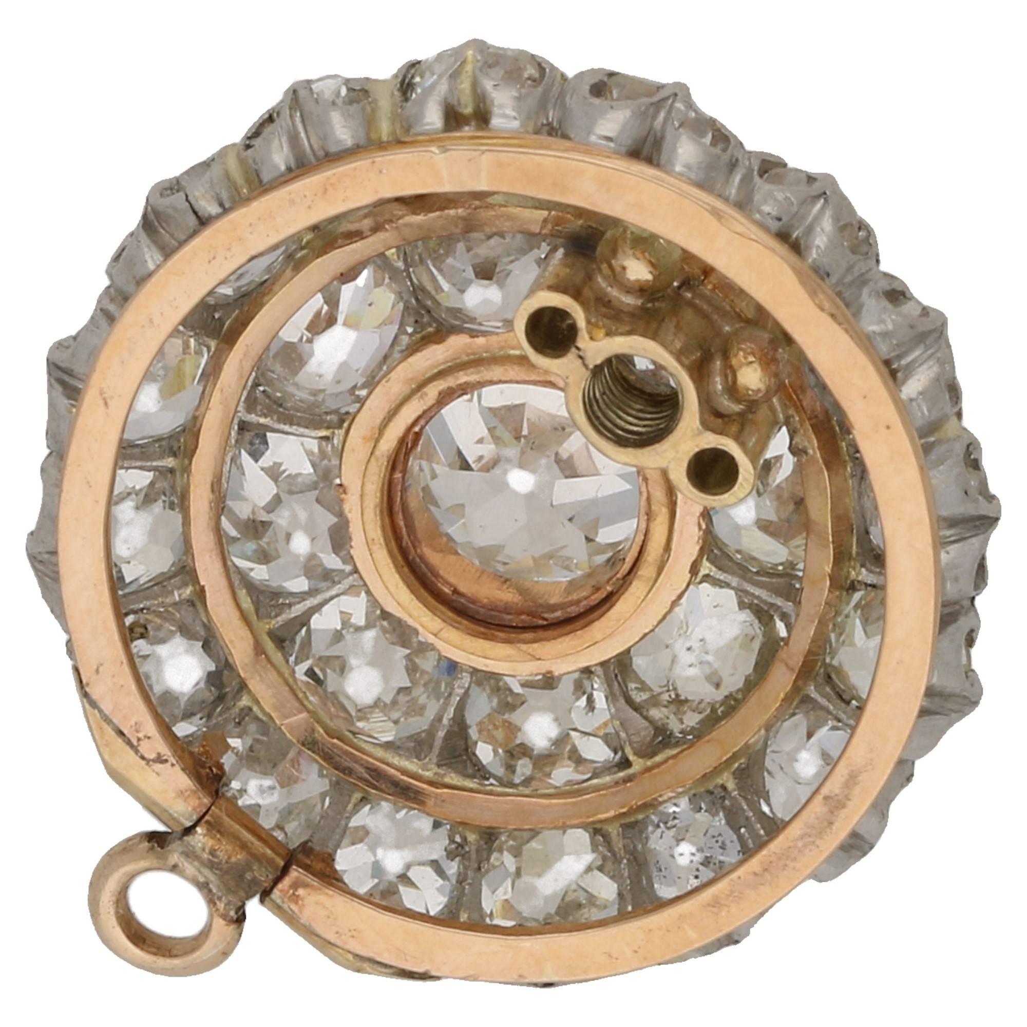 Victorian Diamond Cluster Convertible Pendant and Bangle 4.50ct  1