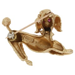 1950s Gold Ruby Poodle Dog Brooch
