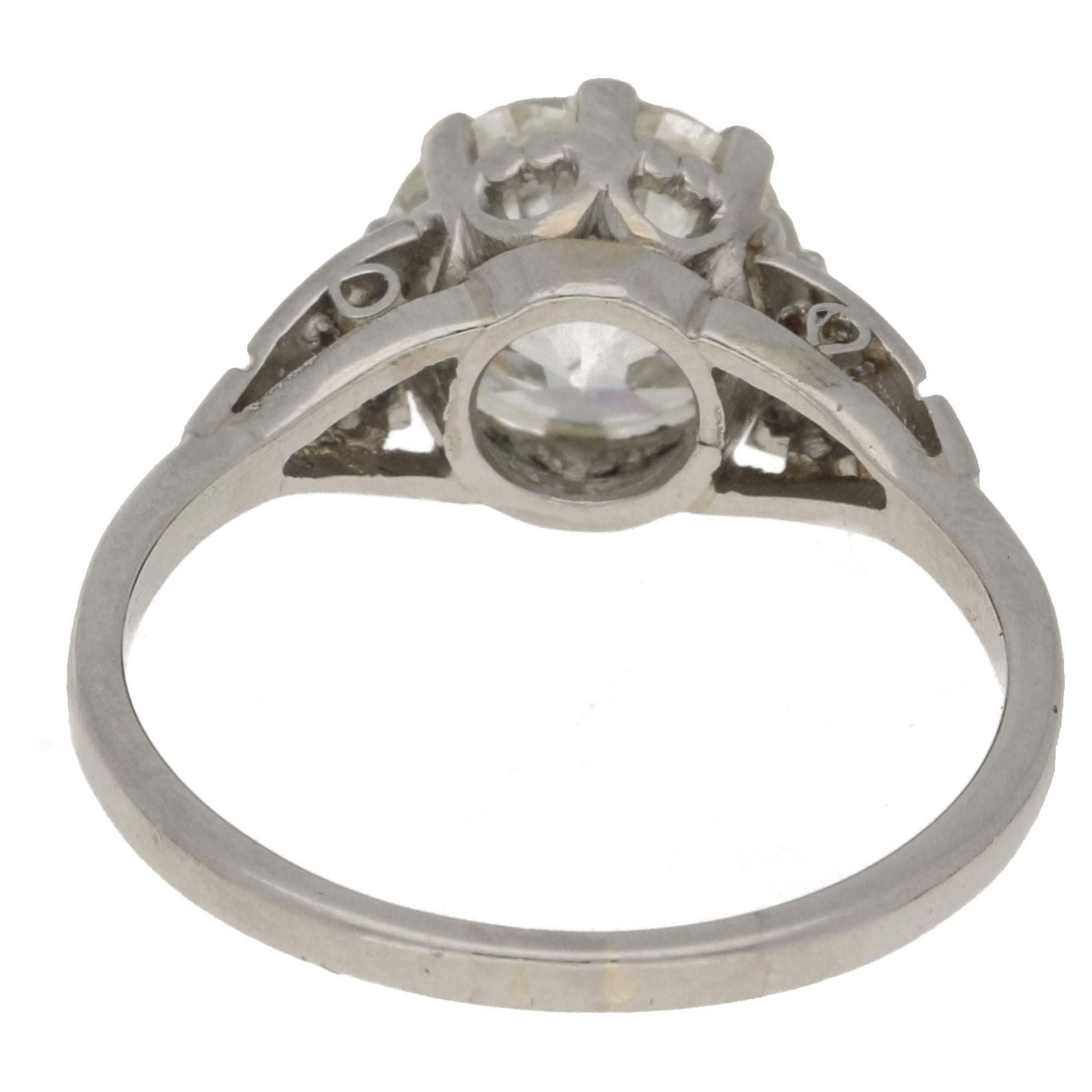 2.47 Carat Edwardian Diamond Single Stone Engagement Ring In Excellent Condition In London, GB