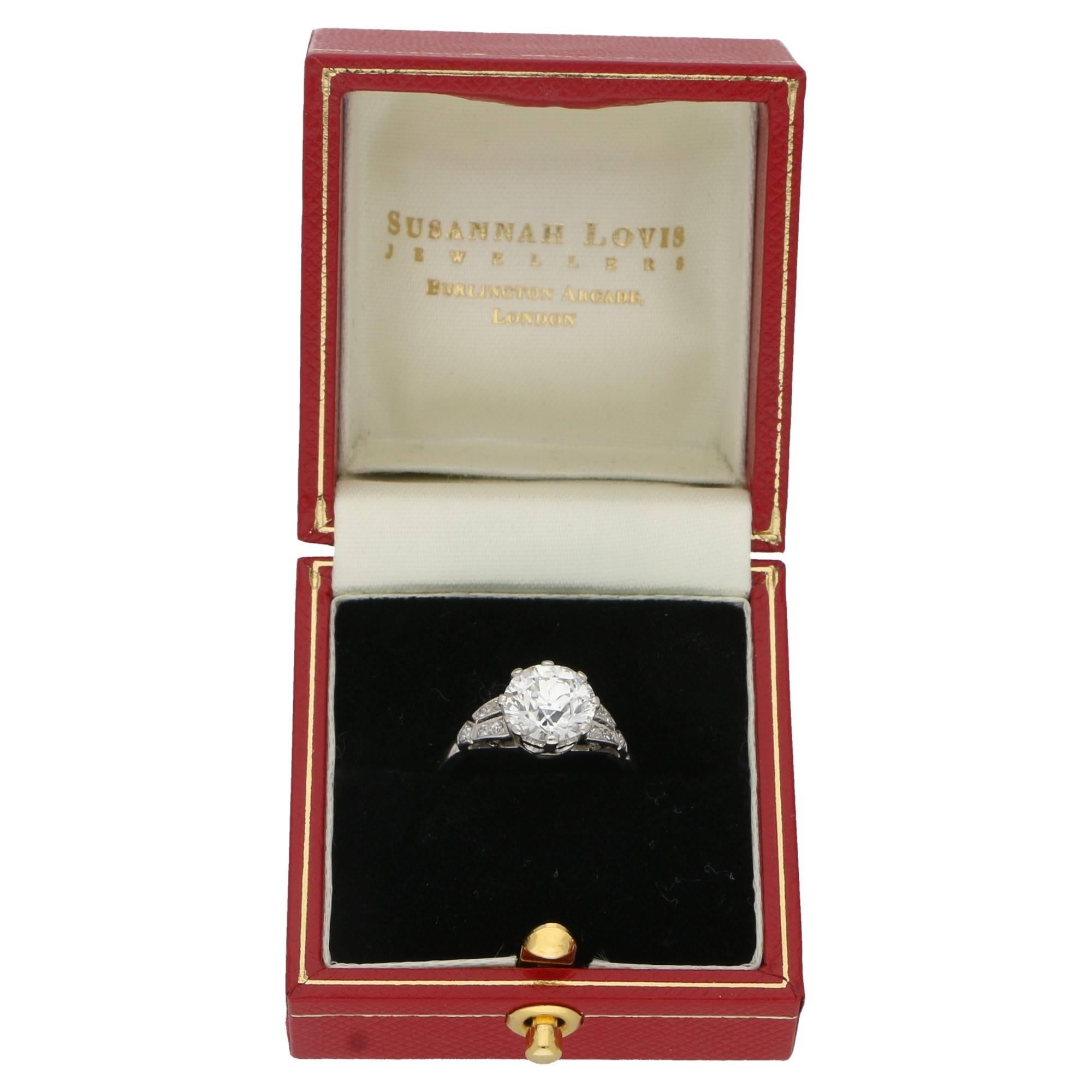 Women's or Men's 2.47 Carat Edwardian Diamond Single Stone Engagement Ring