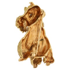 1960s Gold Schnauzer Dog Brooch