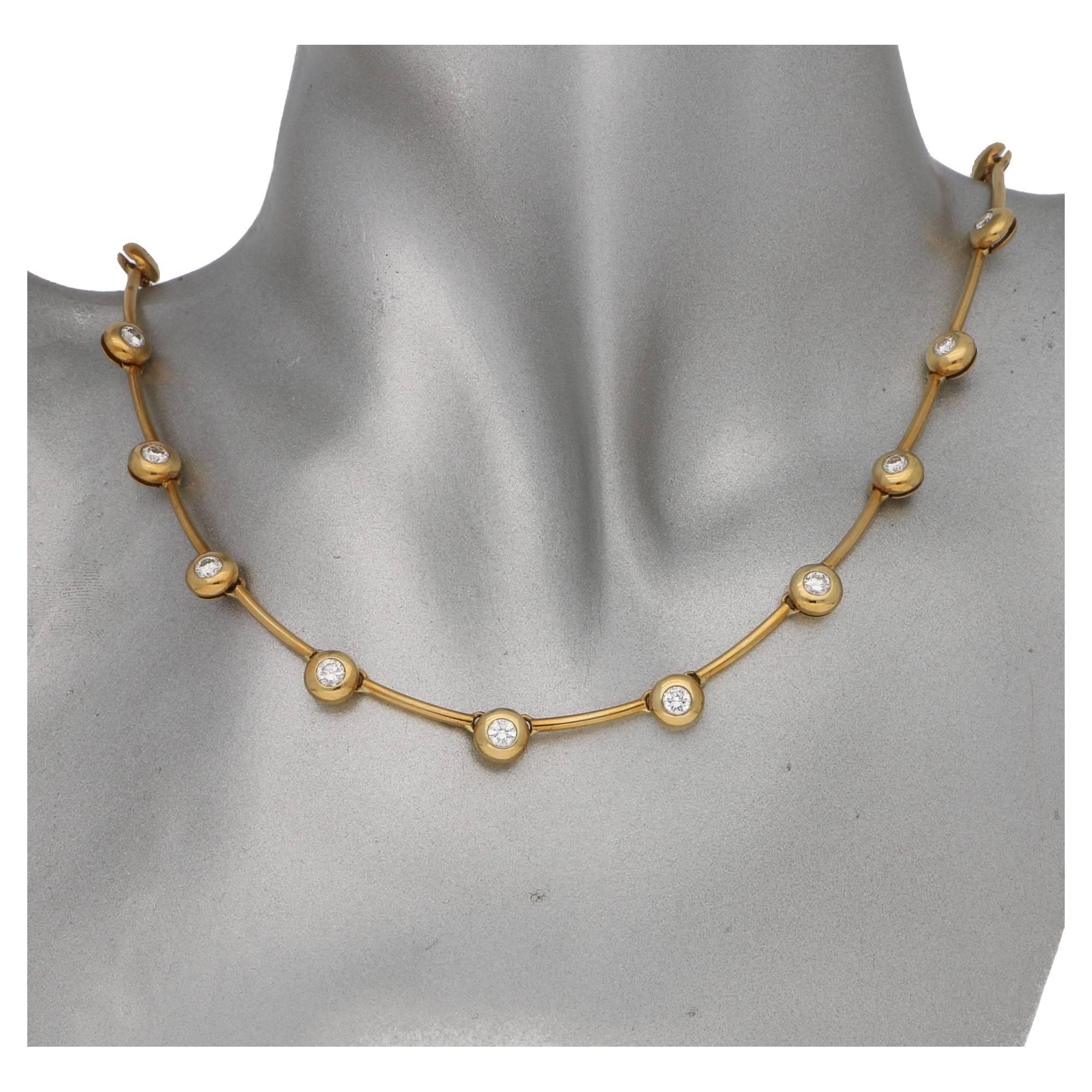 Asprey & Garrard Gold Diamond Whisper Necklace In Excellent Condition In London, GB