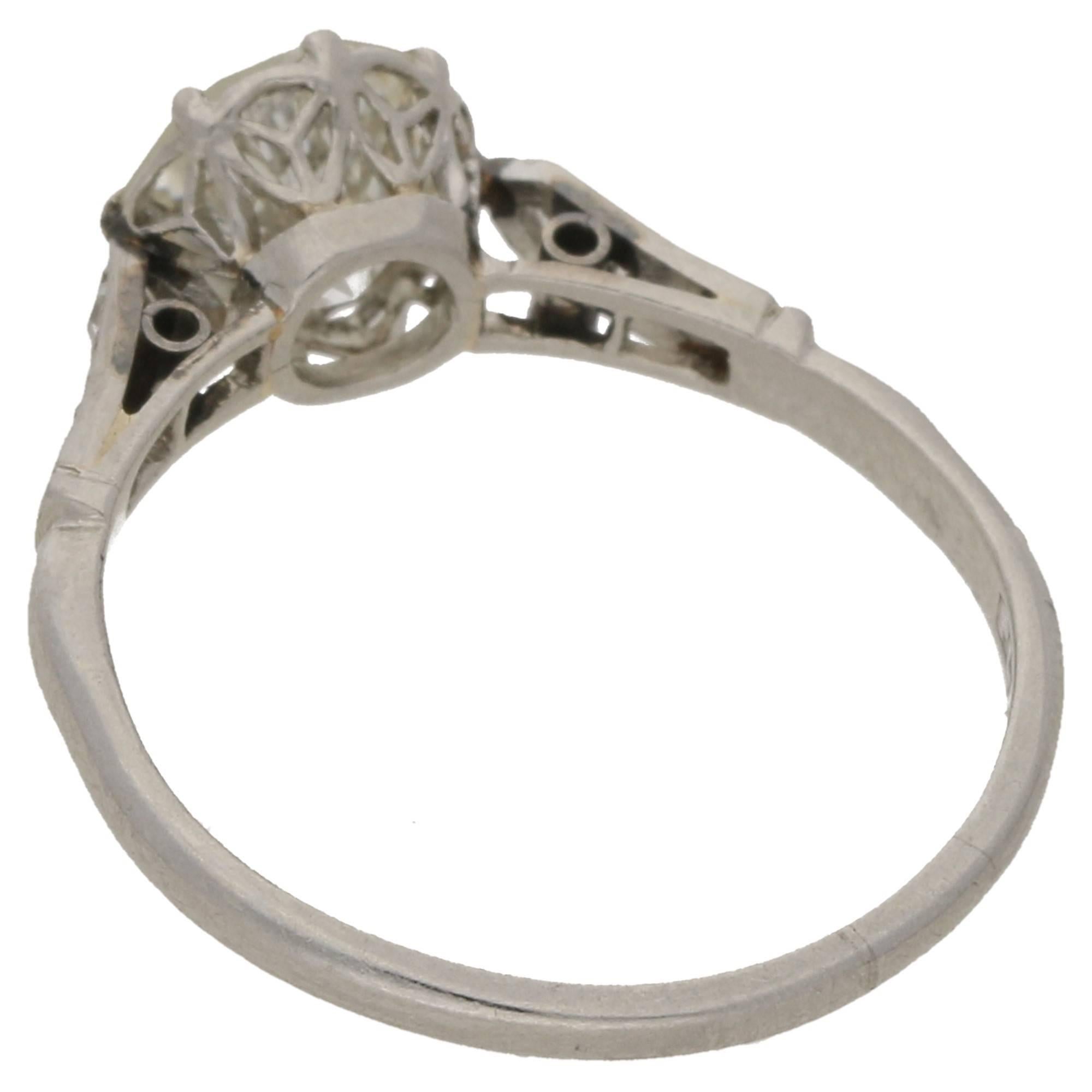 Round Cut 1.25 Carat Old European Cut Edwardian Diamond Engagement Ring