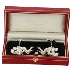 Silver Moving Erotic Couple Cufflinks