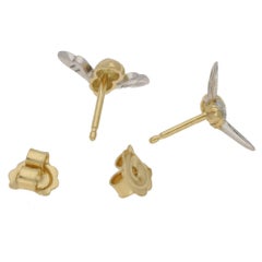 18 Karat Gold Diamond Bee Stud Earrings
