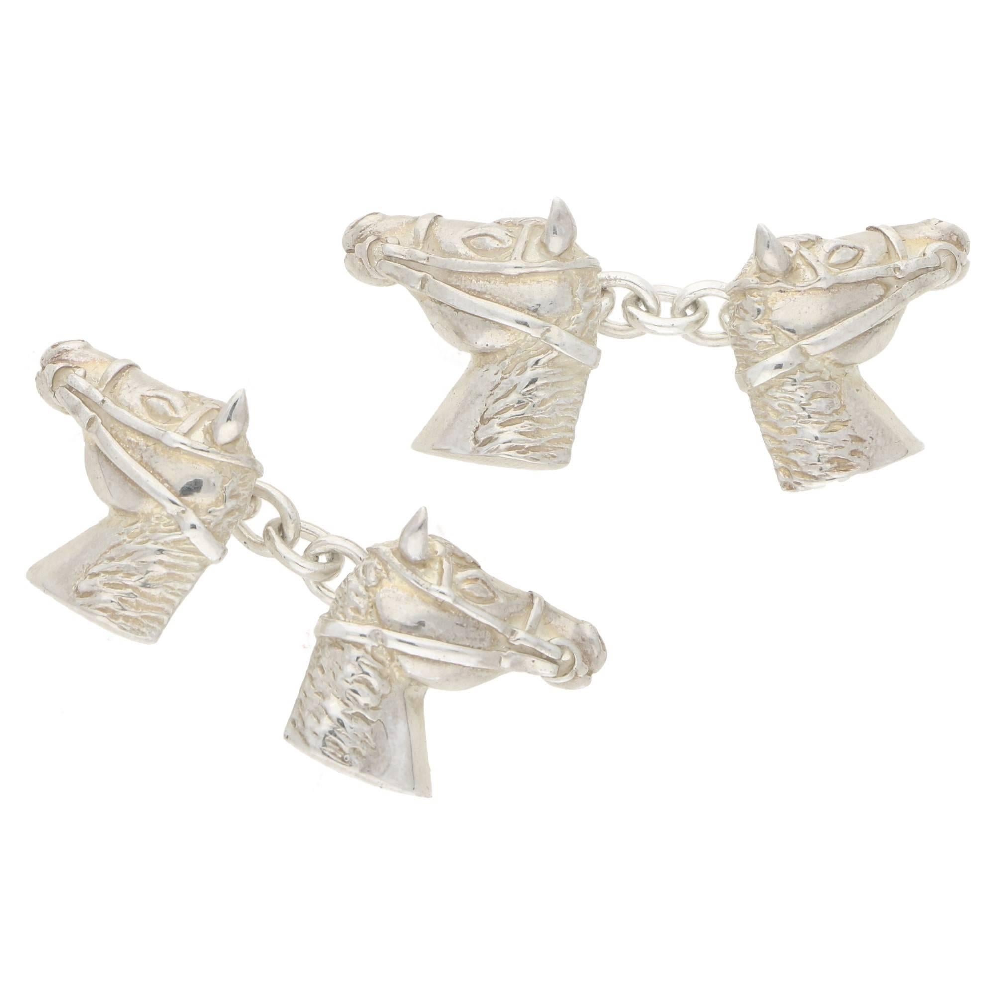 925 Silver Horses Head Cufflinks