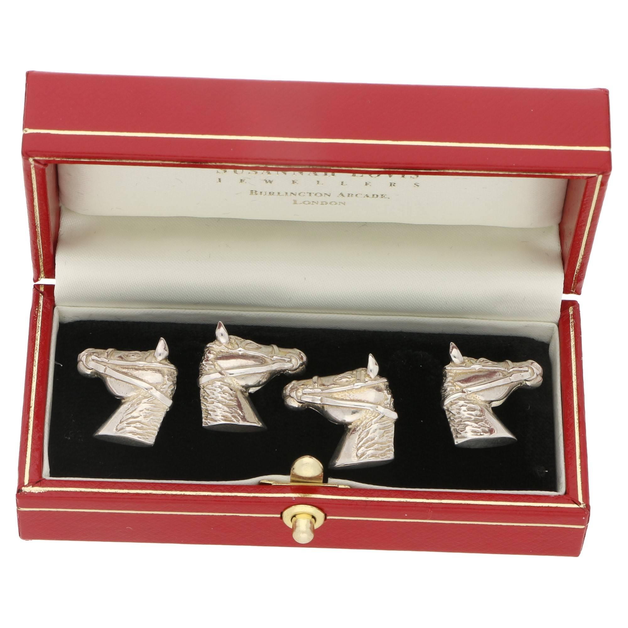 925 Silver Horses Head Cufflinks In New Condition In London, GB