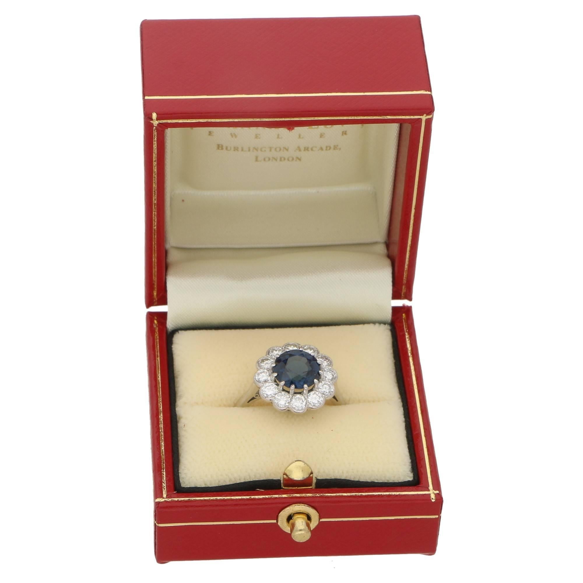 Women's or Men's Sapphire Diamond Platinum Cluster Ring