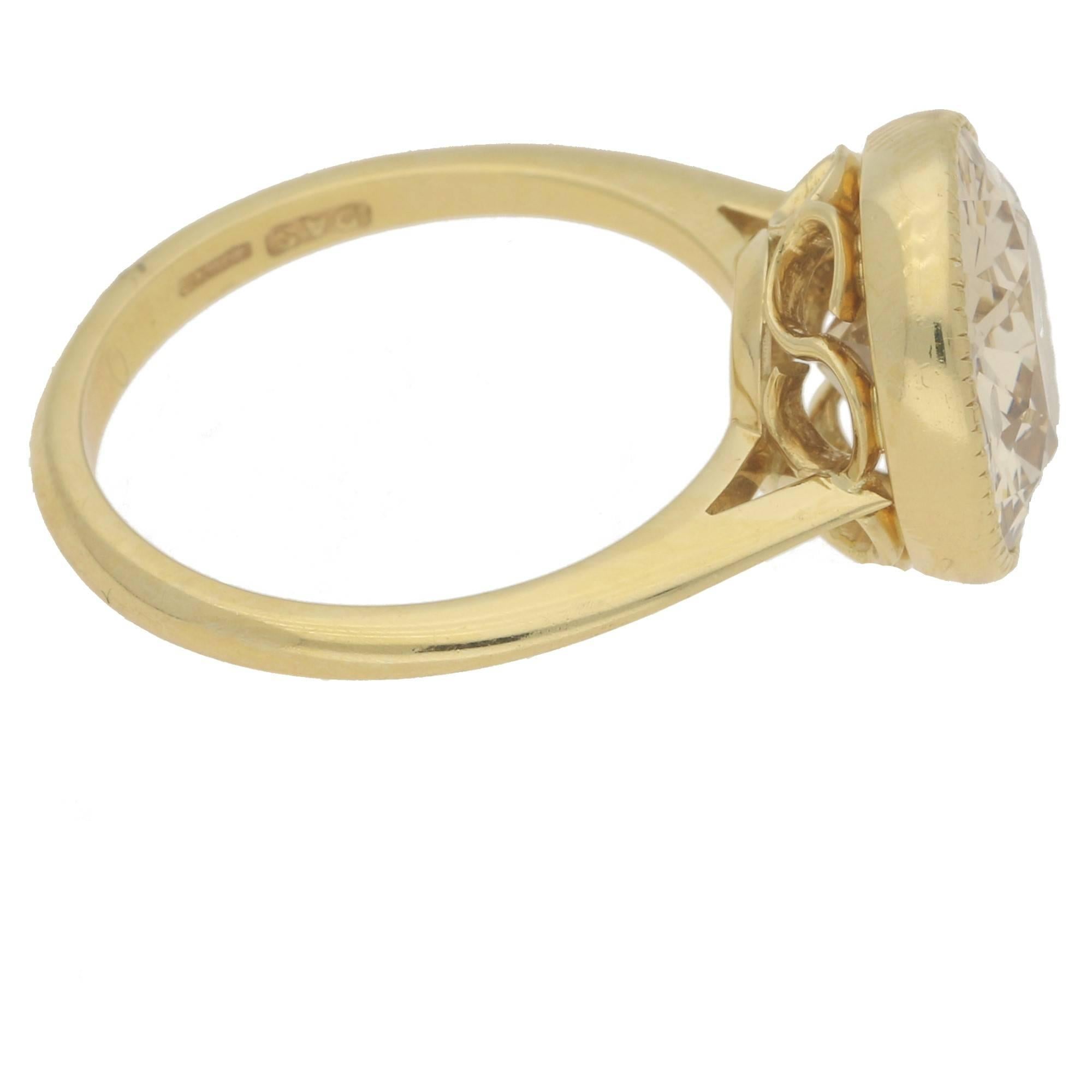 Old European Cut 4.24 Carat Diamond Single Stone Engagement Ring