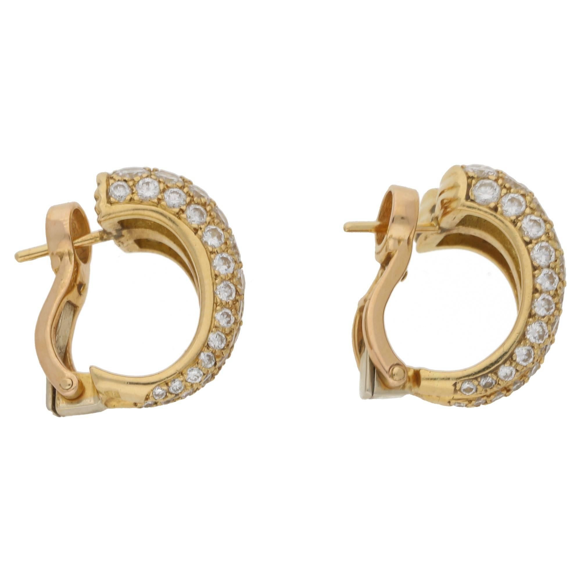 Cartier Diamond Double Hoop Earrings In Excellent Condition In London, GB