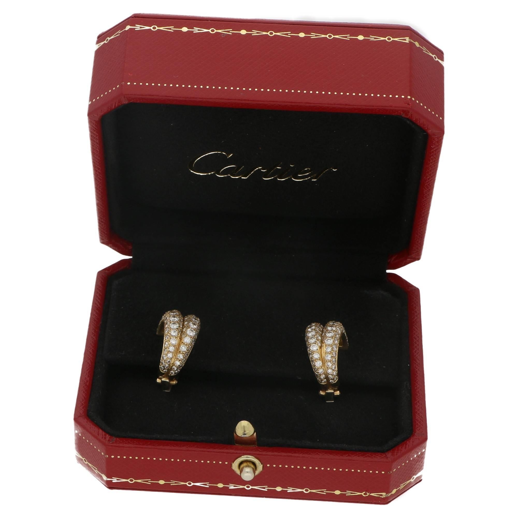 Women's or Men's Cartier Diamond Double Hoop Earrings