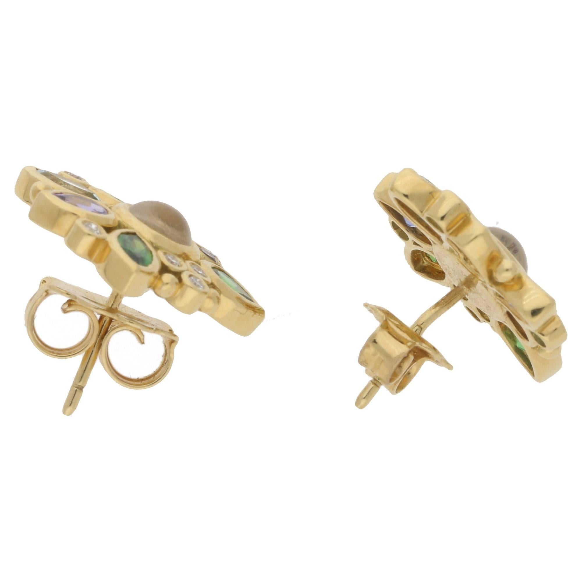 Temple St Clair Gold Multi Gem Earrings In Excellent Condition In London, GB