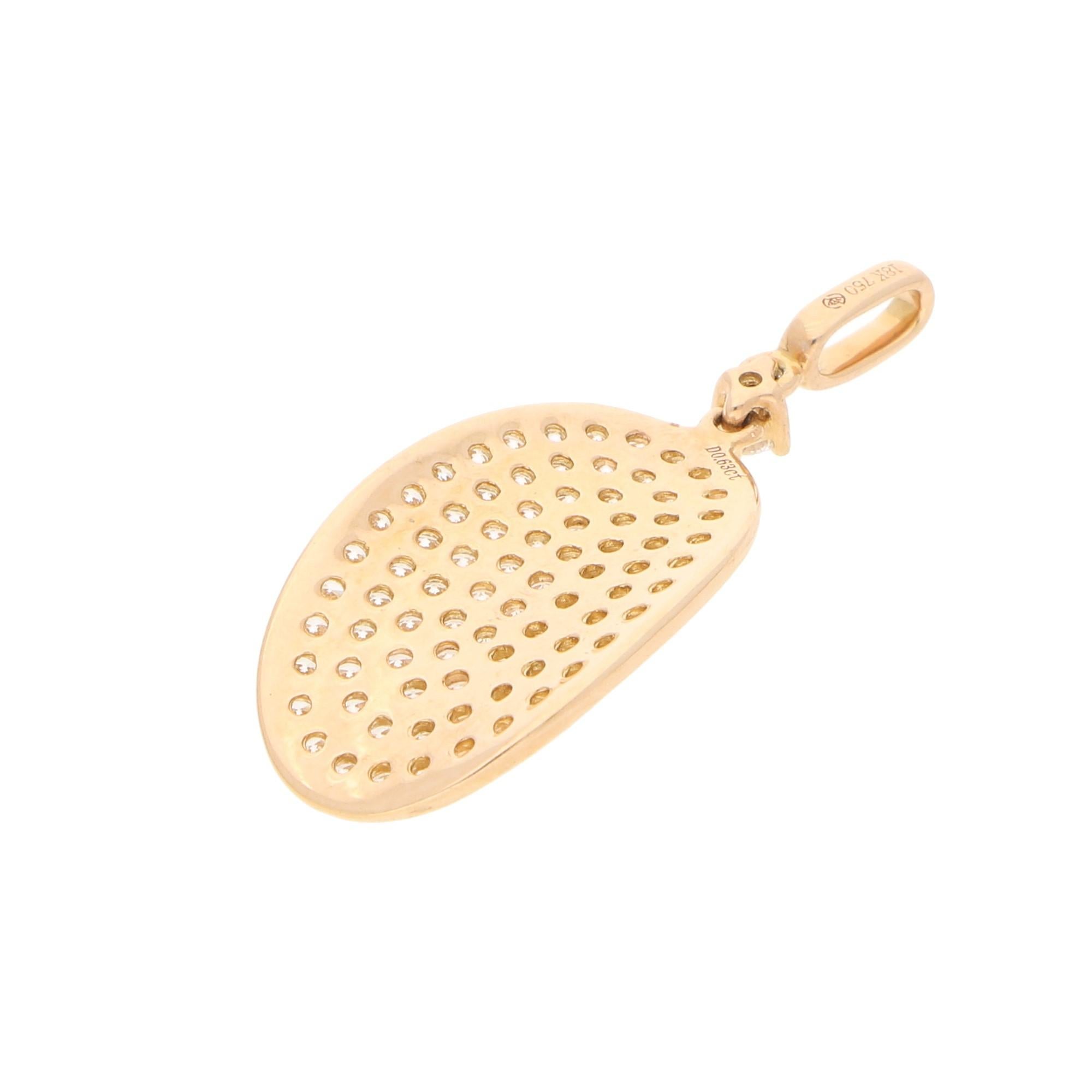 Women's or Men's Leaf Pendant in 18 Karat Rose Gold Set with 81 Diamonds Weighing 0.63cts