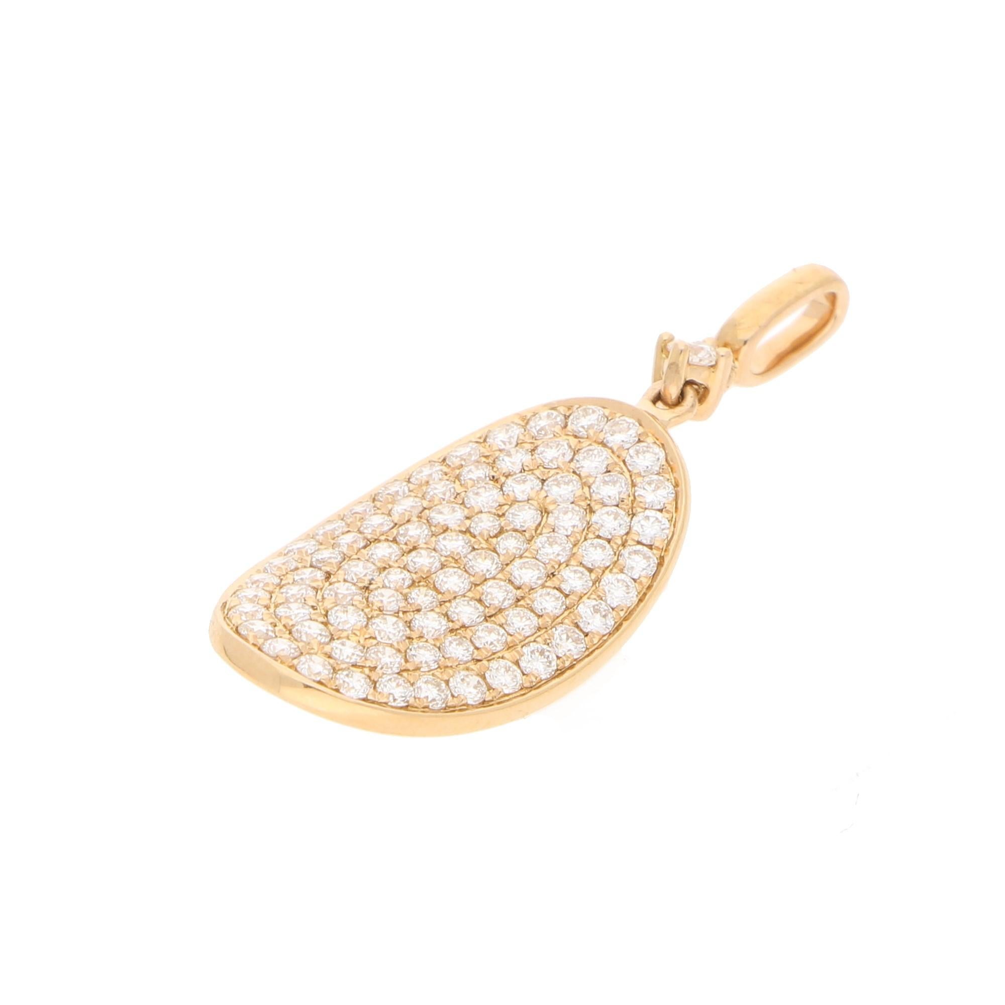 Round Cut Leaf Pendant in 18 Karat Rose Gold Set with 81 Diamonds Weighing 0.63cts