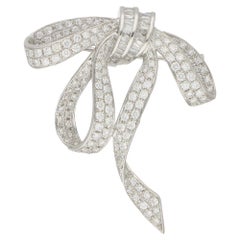 18 Karat Gold Diamond Bow Brooch Pendant