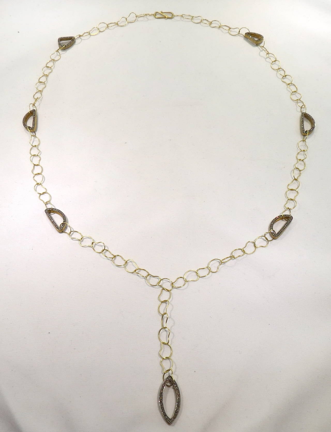 Jona Paisley 18 Karat Yellow Gold Diamond Necklace In New Condition In Torino, IT
