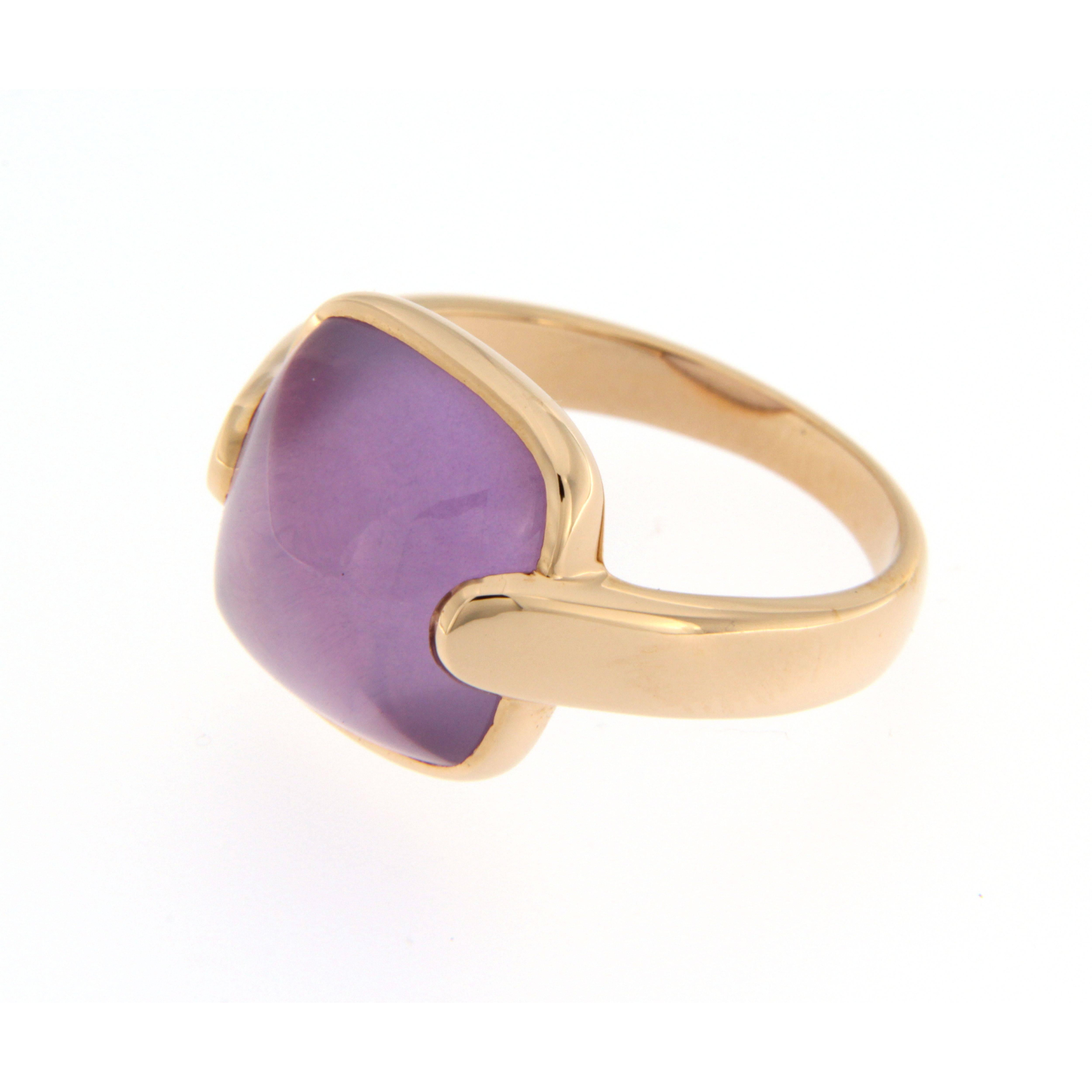 Jona Amethyst Mother of Pearl Gold Ring In New Condition In Torino, IT