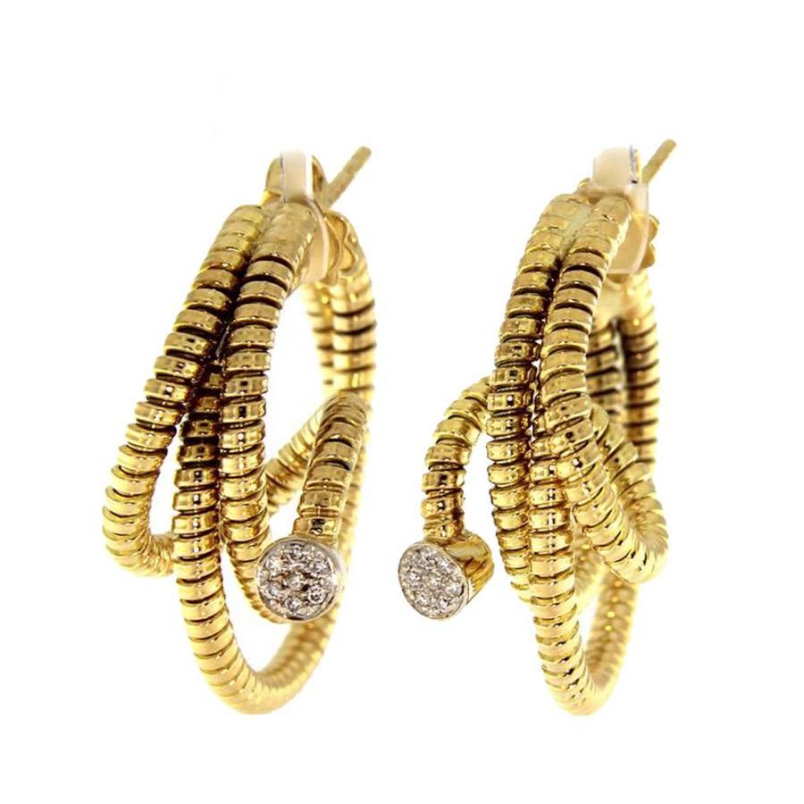 Women's Jona Tubogas Diamond Gold Loop Stud Earrings