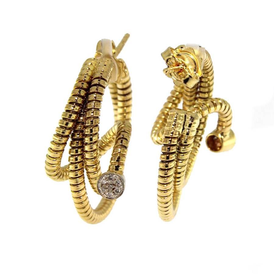 Jona Tubogas Diamond Gold Loop Stud Earrings In New Condition In Torino, IT