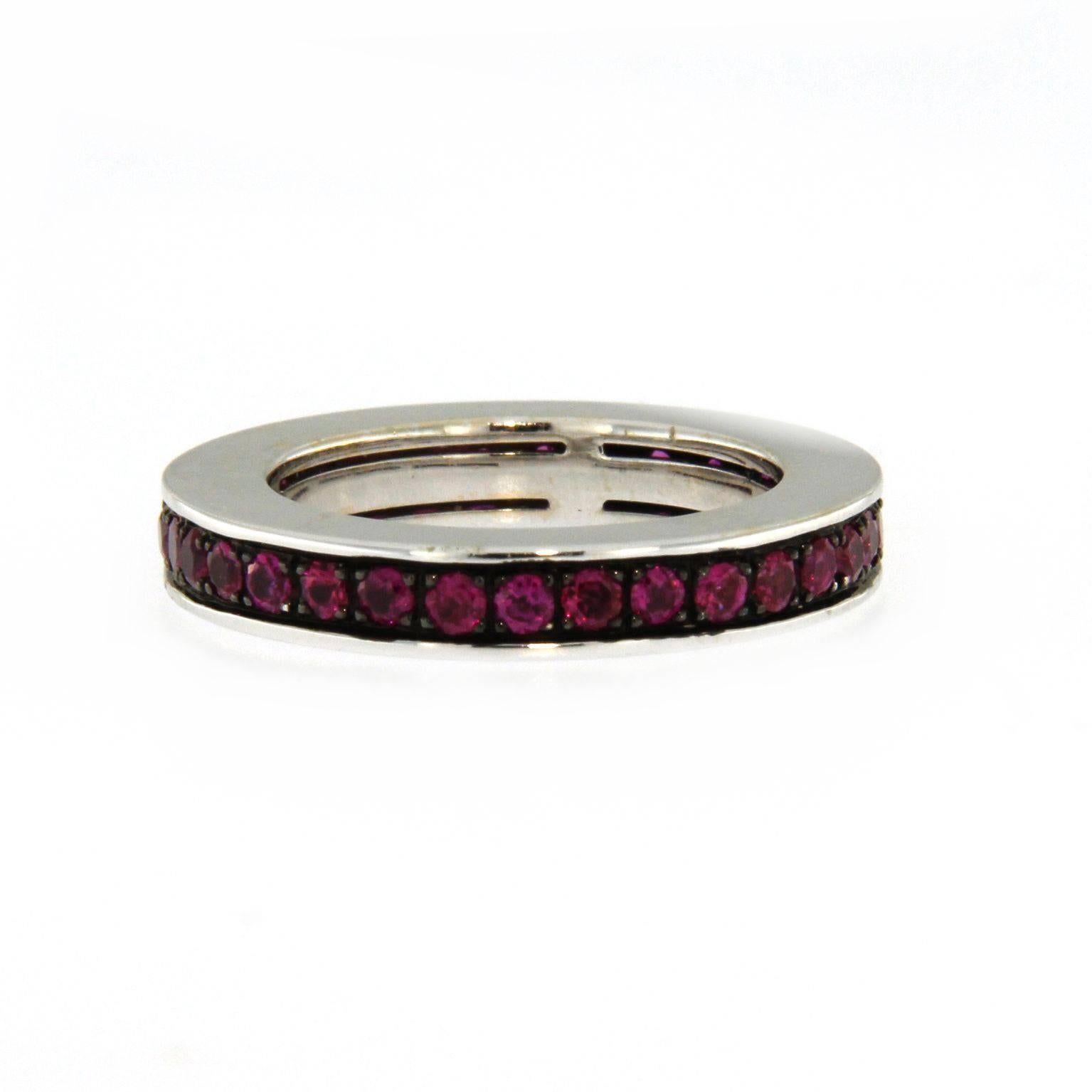 Jona 18 Karat White Gold Ruby Band Ring In New Condition In Torino, IT
