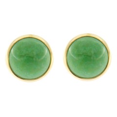 Jona Burmese Jade Quartz 18 Karat Yellow Gold Stud Earrings