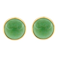 Jona Burmese Jade Quartz 18 Karat Yellow Gold Stud Earrings 