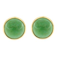 Jona Burmese Jade Quartz Gold Stud Earrings 1