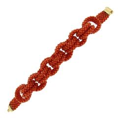 Jona Red Coral Curb-Link Bracelet
