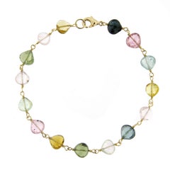 Jona Multi-Color Tourmaline Drop 18 Karat Yellow Gold Bracelet