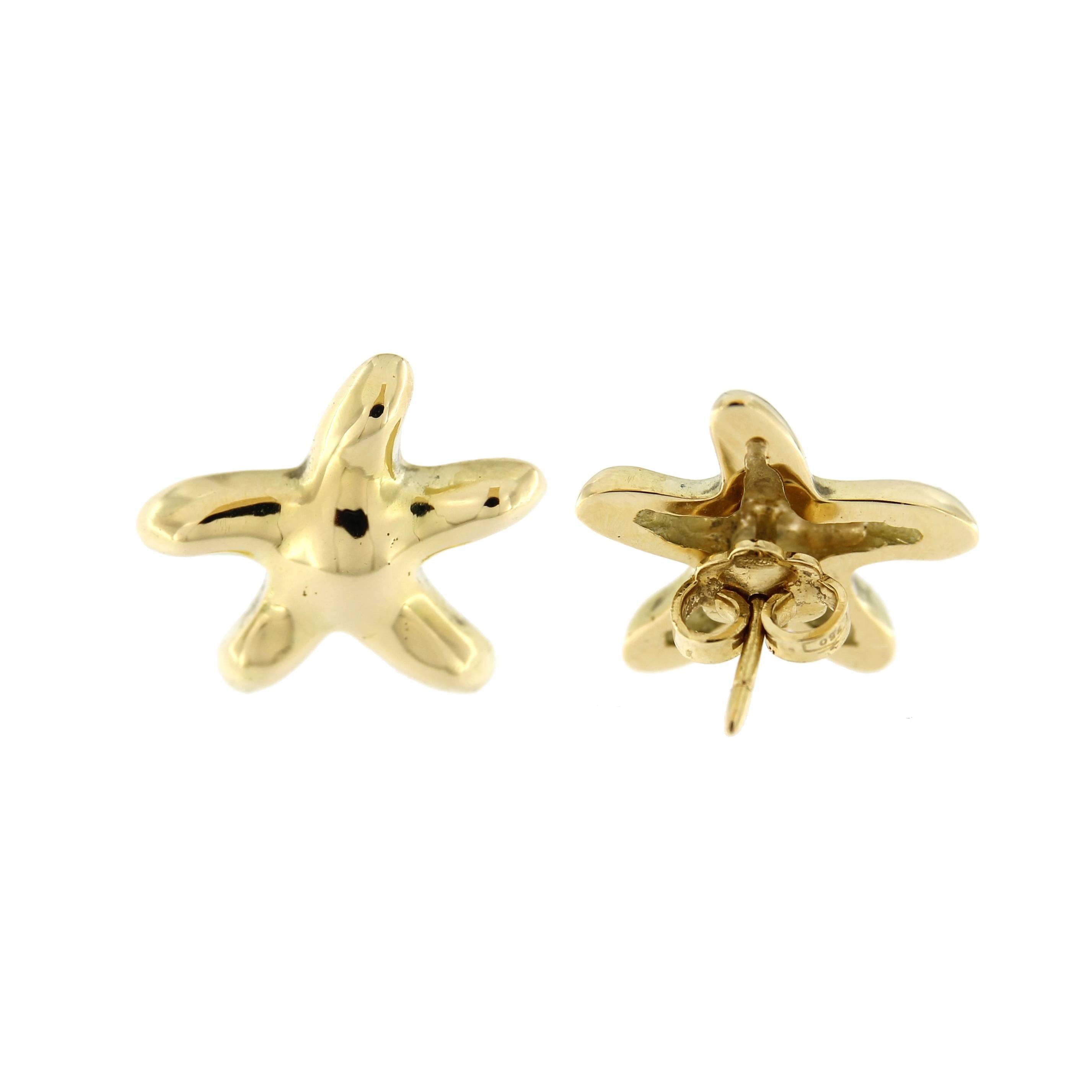 Jona 18 karat Yellow Gold Starfish Stud Earrings In New Condition In Torino, IT