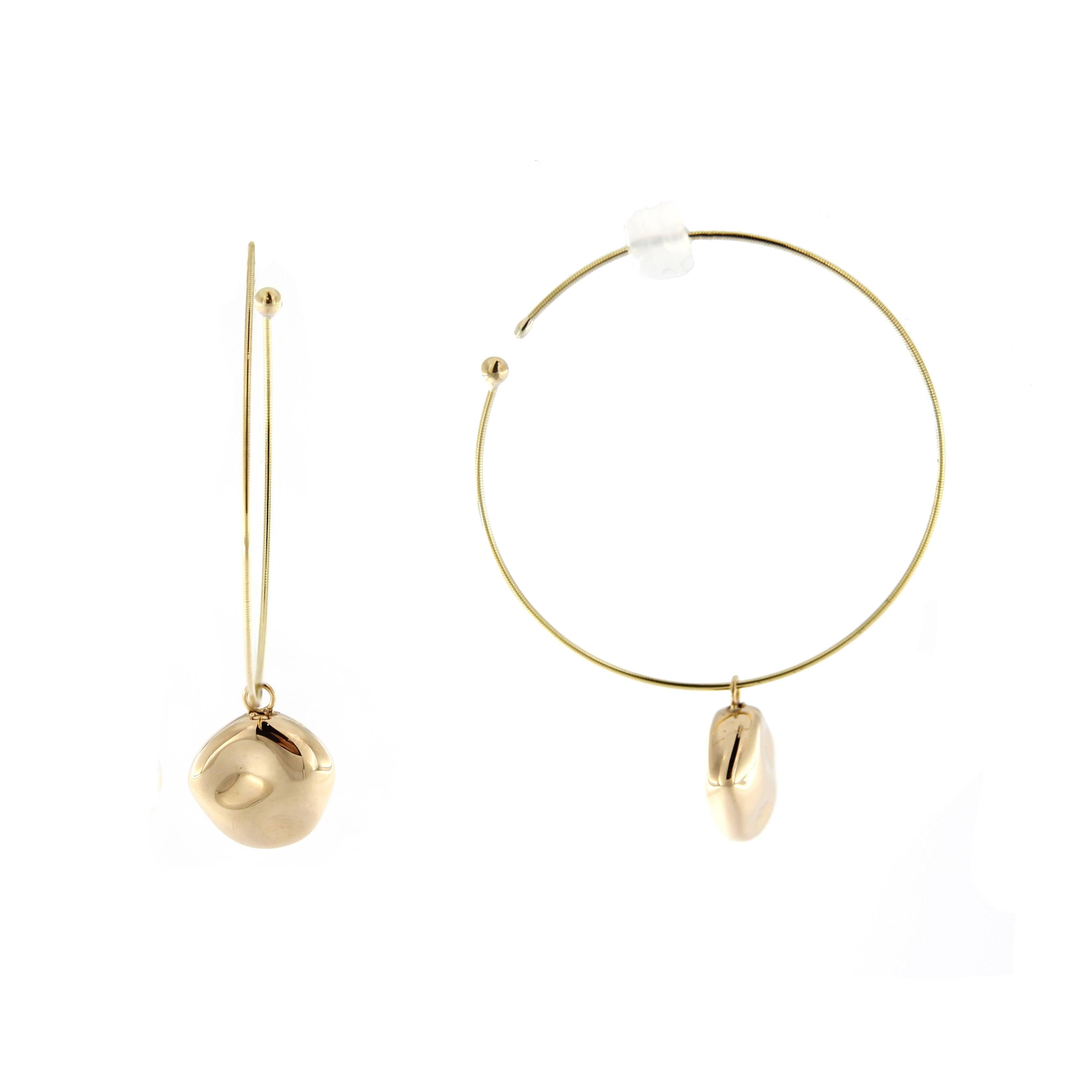 Women's Jona 18 Karat Yellow Gold Pebble Flexible Hoop Earrings