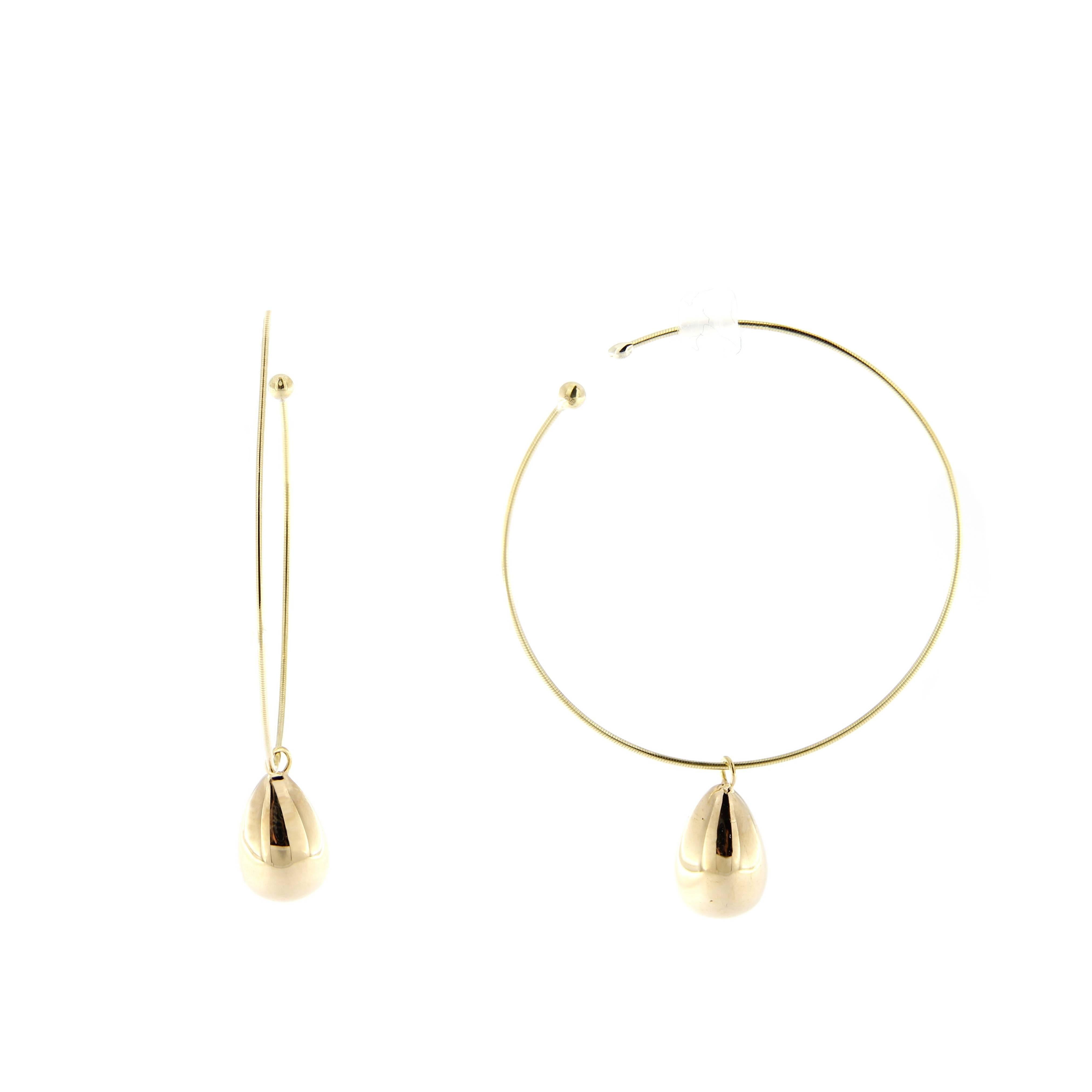 Jona 18 Karat Yellow Gold Flexible Hoop Drop Earrings In New Condition In Torino, IT