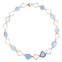 Jona Blue Topaz Gold Link Necklace 