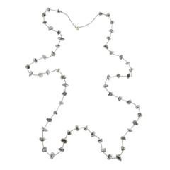 Jona Keshi Grey Pearl White Gold Long Chain Necklace 3