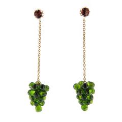 Jona Chrome Diopside Cluster Pink Tourmaline Gold Pendant Earrings 2