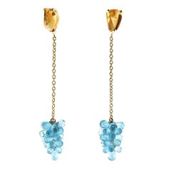 Jona - Boucles d'oreilles pendantes en or jaune 18 carats:: grappe d'apatite et citrine